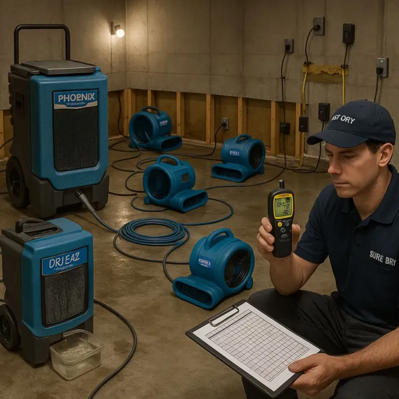 Structural Drying and Dehumidification process in Middleborough, MA